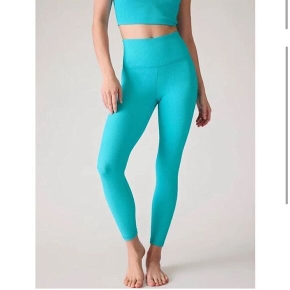 Athleta Elation Rib Tight In Blue- Size Medium - Picture 2 of 7